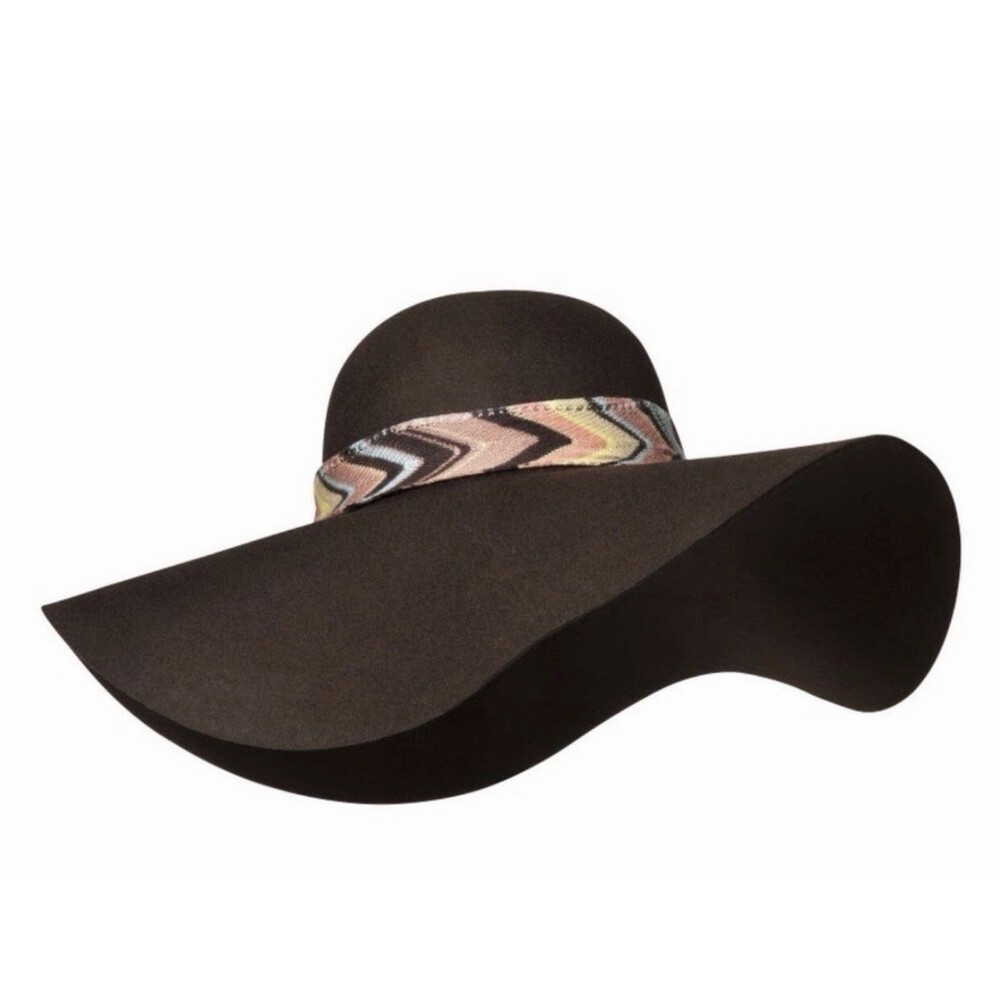 Missoni X Target Hat Floppy Felt Wide Brim Brown zigzag wool warm hat designer